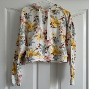 Disney Floral Print Women's Hoodie - White, Yellow, Brown